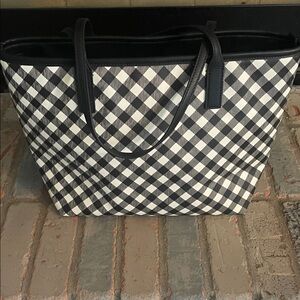 Talbots Black and White Checkered Tote